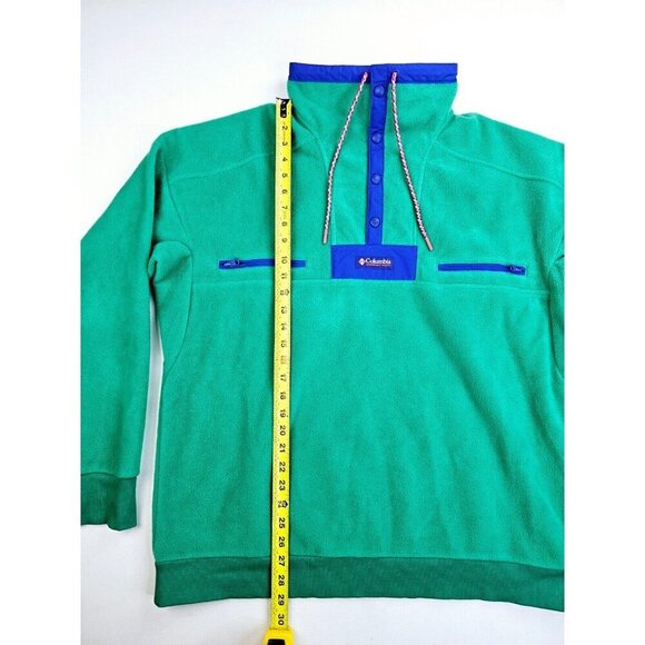 Columbia Size Large Mens Powder Keg Green Fleece Long Sleeve Chest Logo Jacket - Picture 9 of 10